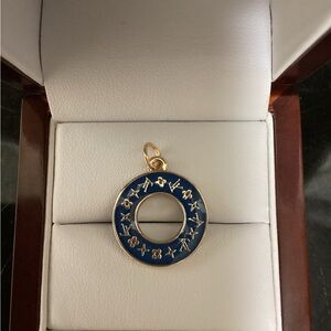 Blue and Gold Monogram Circle Pendant